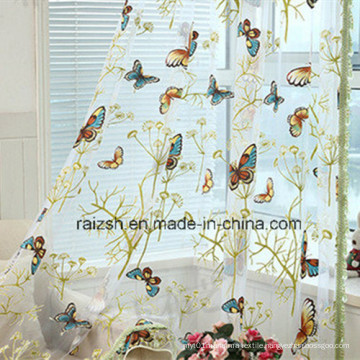 Pastoral Style Curtain Fabric with Burnt-out Butterfly